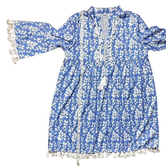 Made with ❤️ Blue Size XXL Printed Knee Length Tunic Dress - Picture 12 of 13